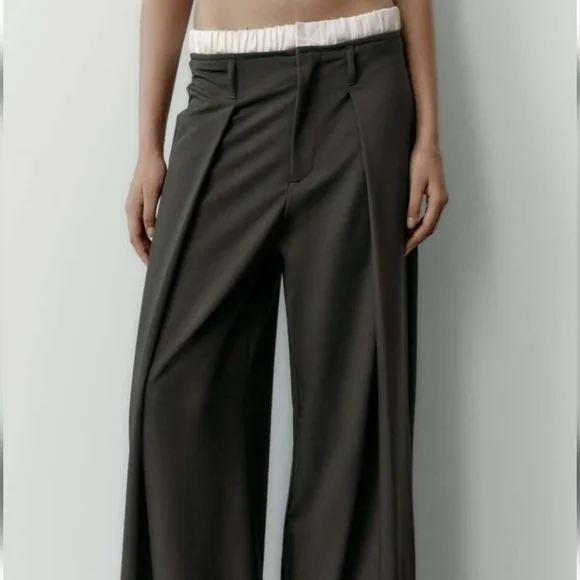 Zara WIDE COMBO BOXER PANTS Size M - Picture 4 of 7